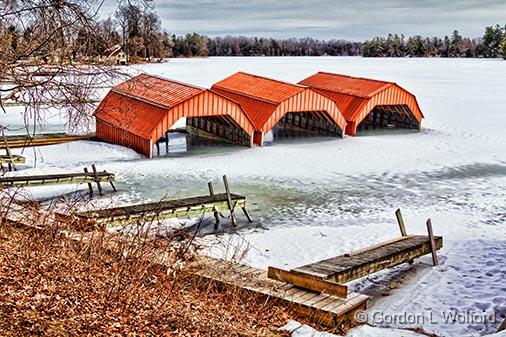 Iced-In Boat Houses_34248.jpg - Newboro Lake photographed along the Rideau Canal Waterway at Newboro, Ontario, Canada.